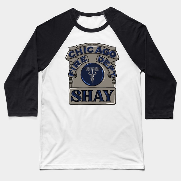 Leslie Shay | Chicago Fire Badge Baseball T-Shirt by icantdrawfaces